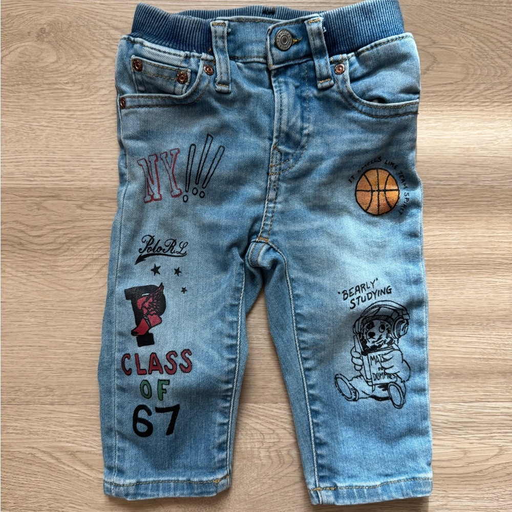 Kids Ralph Lauren 12m Denim Jeans with Fun Graphics